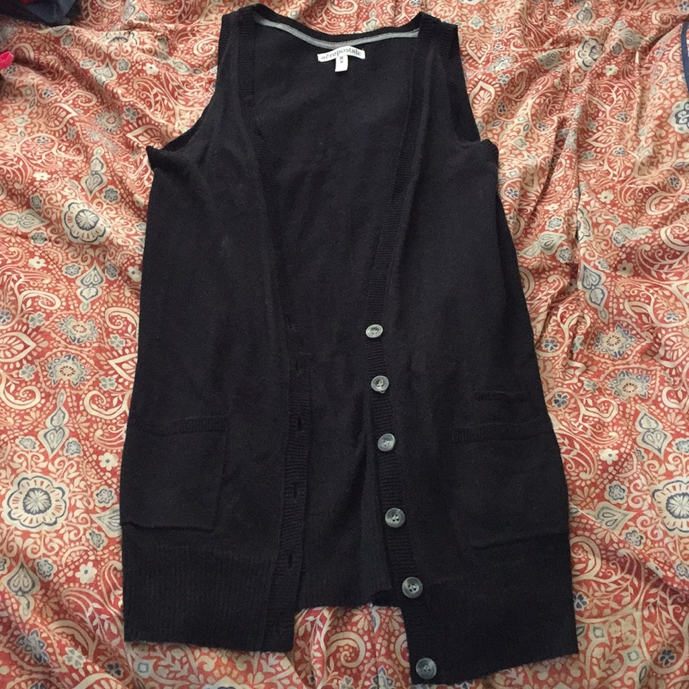 Long sweater vest-button down front